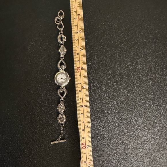 Brighton Accessories - Brighton Silver Victoria Women's Watch with Floral Design and Toggle Closure